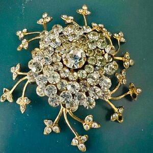 Vintage Rhinestone Floral Brooch